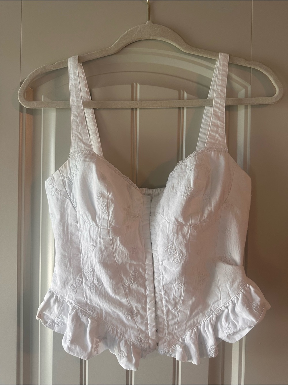 Zara White Ruffle Corset Top